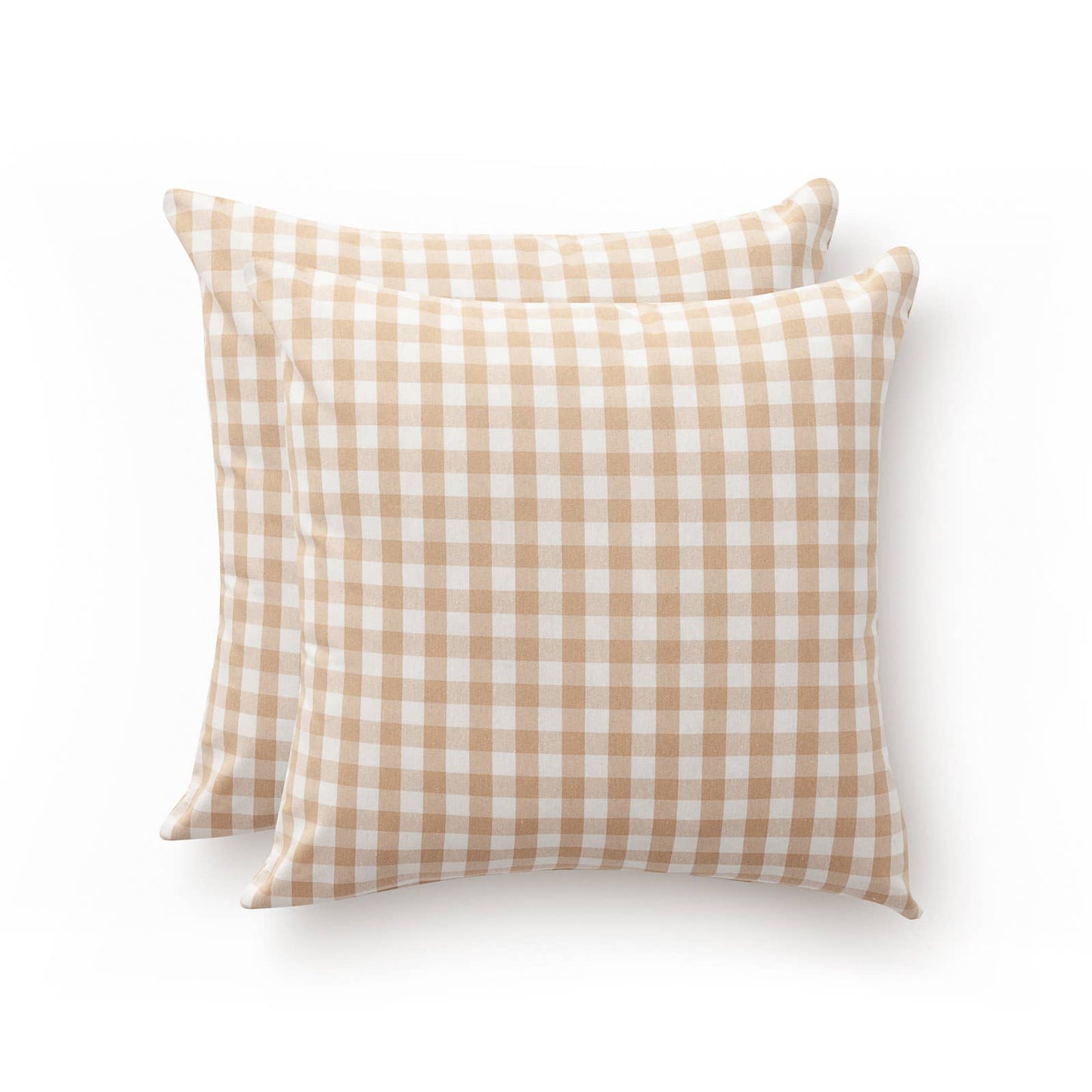 Beige Gingham Water-Repellent Cushion Covers 45x45 cm (Set of 2) | Indoor/Outdoor