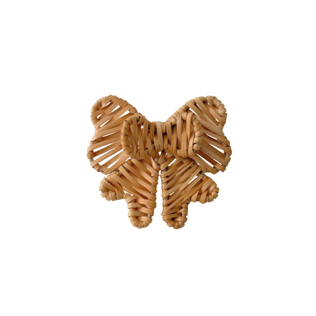 Handwoven Double Bow Rattan Napkin Ring in natural rattan, front view