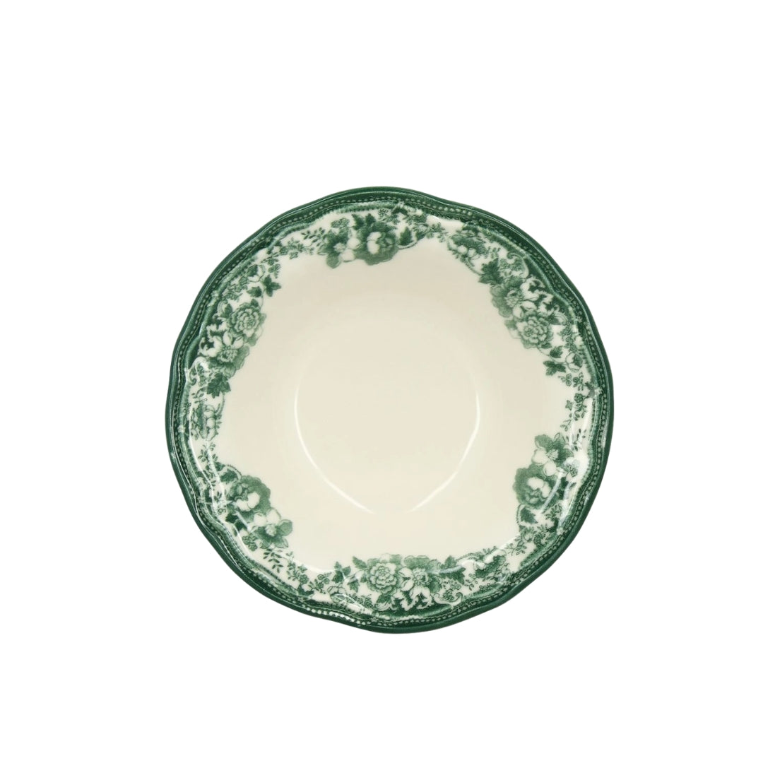 Faustine Green floral porcelain cereal bowl 16cm top view