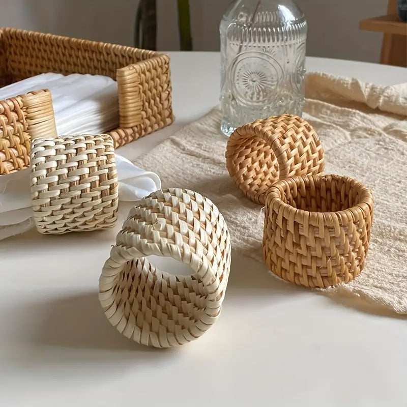 Lara - Bamboo Rattan Napkin Ring, Set of 4
