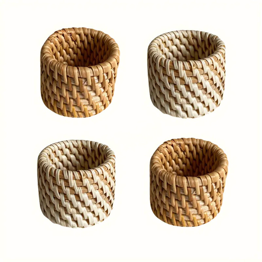 Lara - Bamboo Rattan Napkin Ring, Set of 4