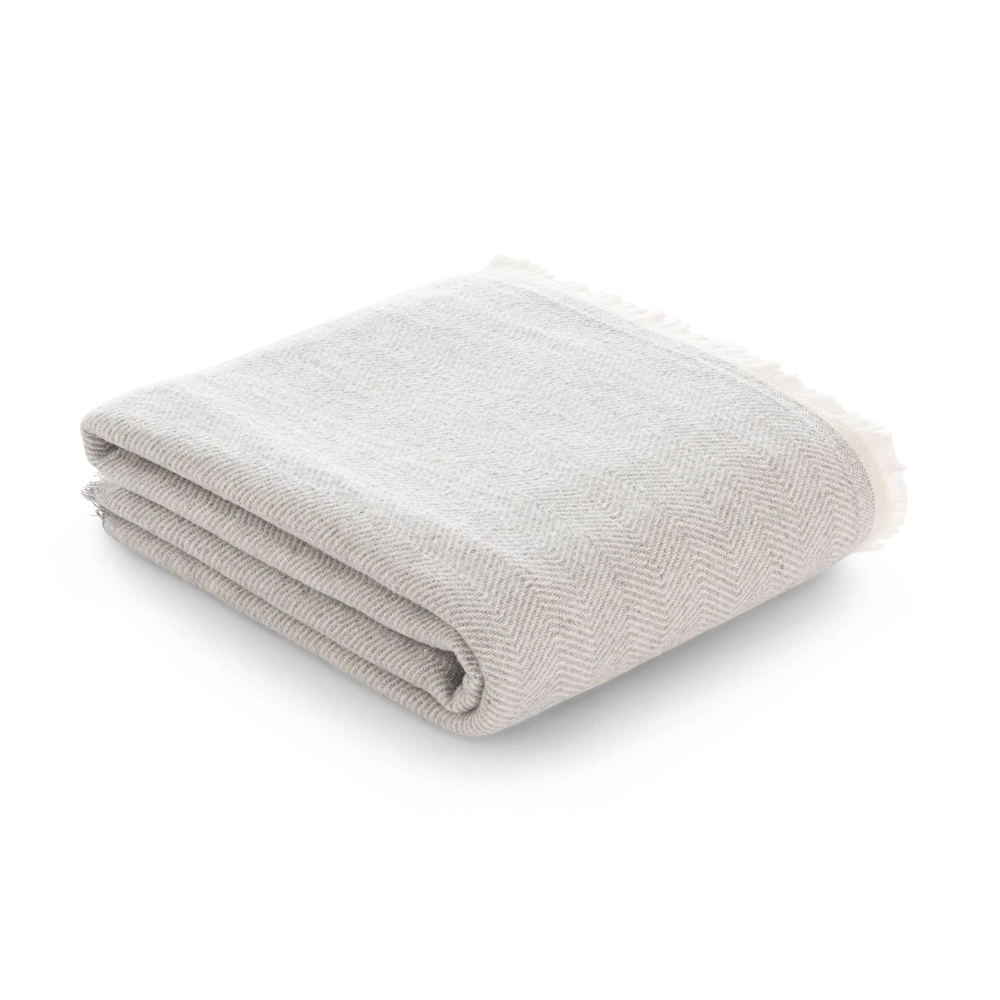 NATURE artisan fringed throw blanket in light grey, made with soft natural cotton.