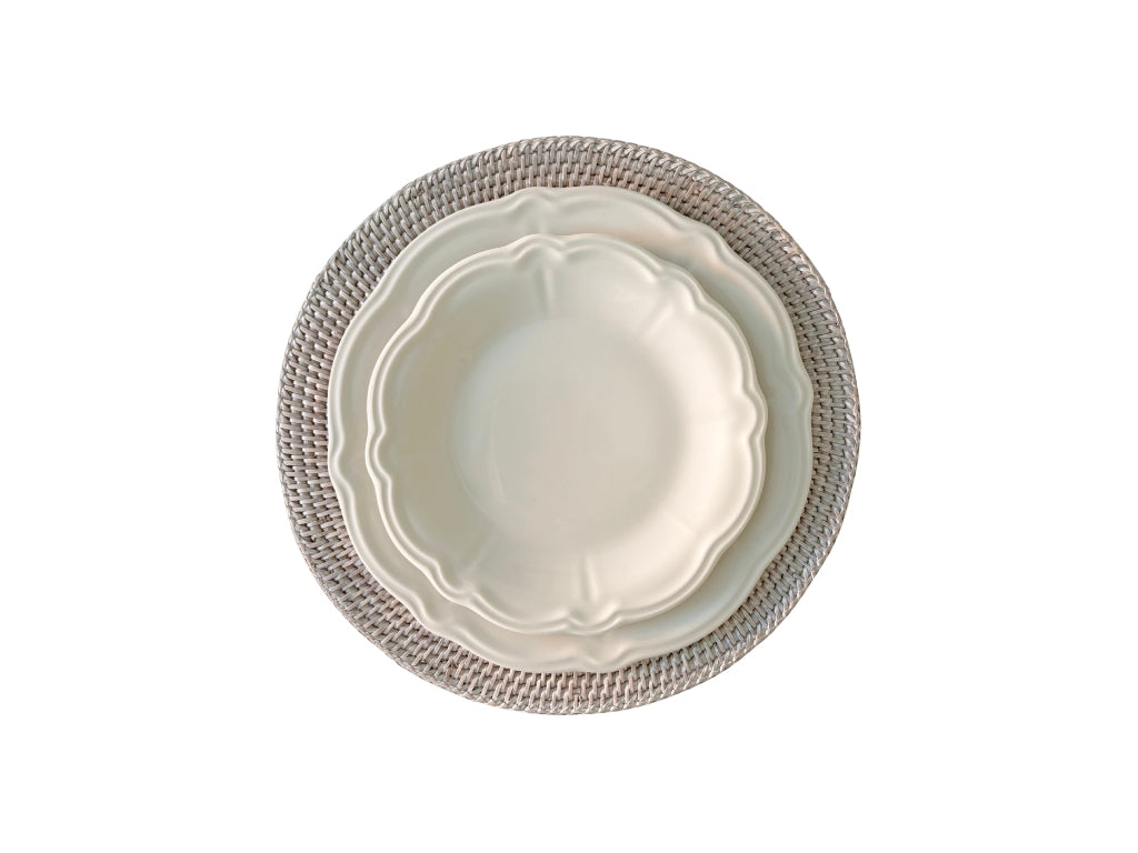 White Rattan Charger Plate | Coastal Underplate & Woven Placemat